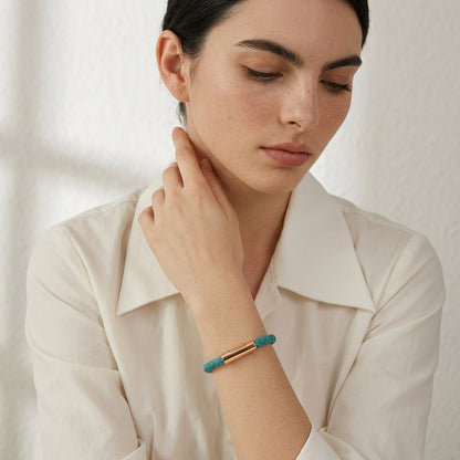 Bracelet cuir tressé mixte bracelet minimaliste doré | WristArt