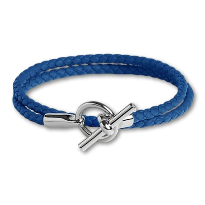 bracelet-cuir-tresse-premium Bleu Foncé / 16cm