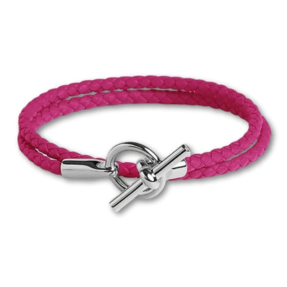 bracelet-cuir-tresse-premium Fuschia / 16cm
