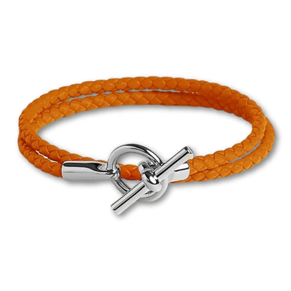bracelet-cuir-tresse-premium Orange / 16cm