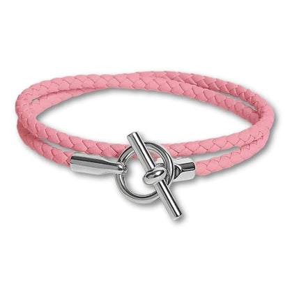 bracelet-cuir-tresse-premium Rose / 16cm