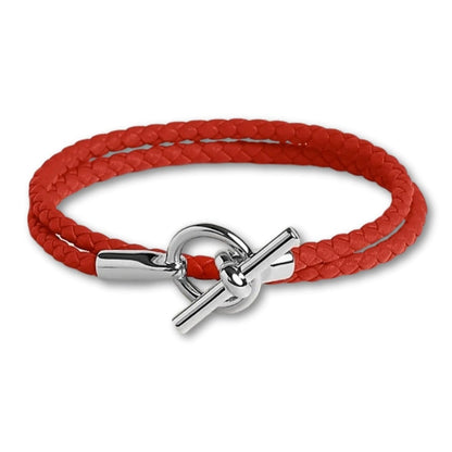 bracelet-cuir-tresse-premium Rouge / 16cm