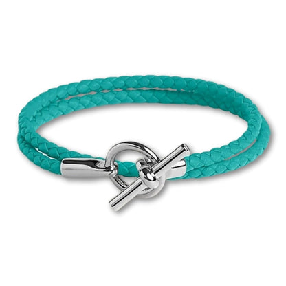 bracelet-cuir-tresse-premium Turquoise / 16cm