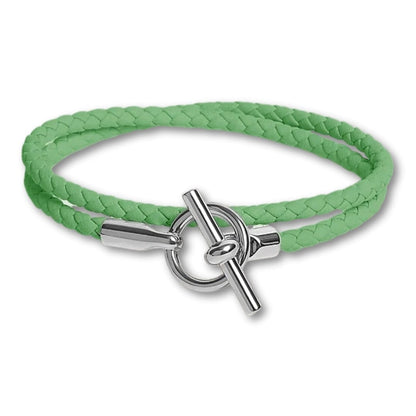 bracelet-cuir-tresse-premium Vert Clair / 16cm