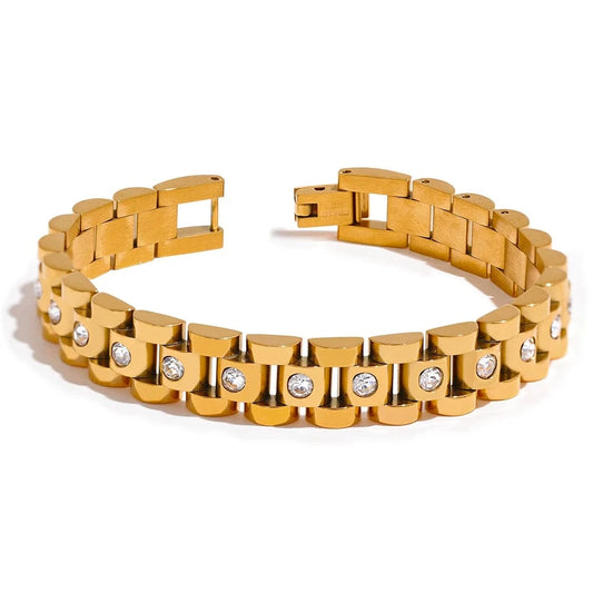 Bracelet Doré Éclat Inoxydable Femme Zircon