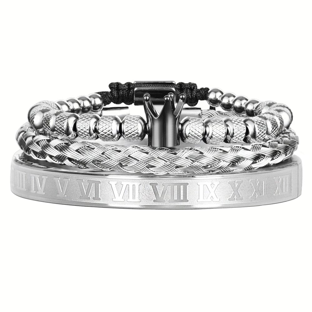 bracelet en acier homme Argent