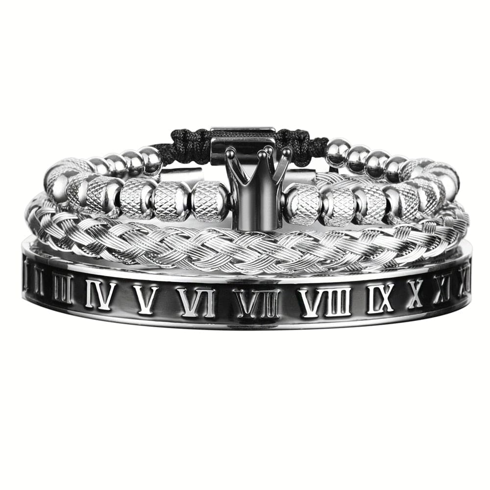 bracelet en acier homme Argent / Noir