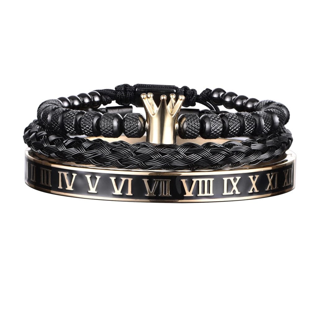 bracelet en acier homme Noir / Or