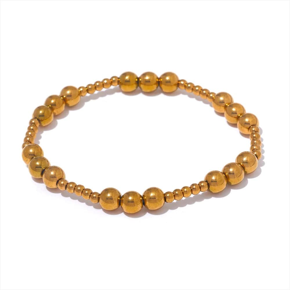 Bracelet en perles d'acier pour femme Or / 6mm
