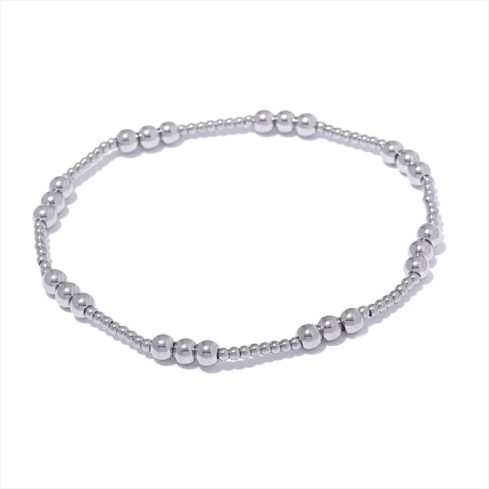 Bracelet en perles d'acier pour femme Platine / 3mm