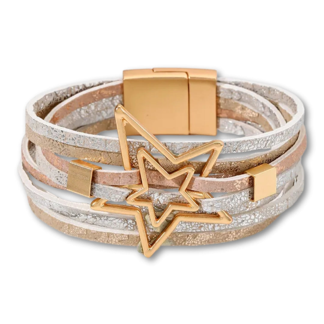 bracelet etoile femme Rose/Blanc/Beige