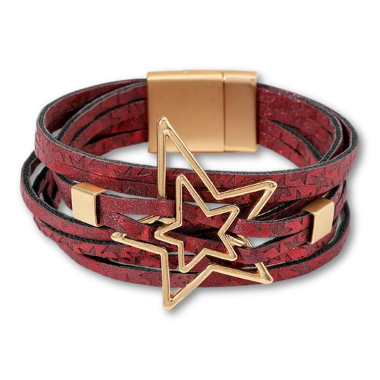 bracelet etoile femme Rouge