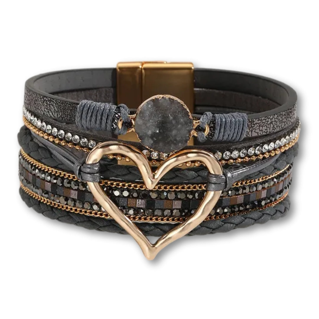 bracelet femme cœur Gris Foncé