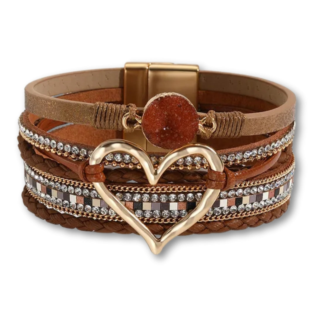 bracelet femme cœur Marron