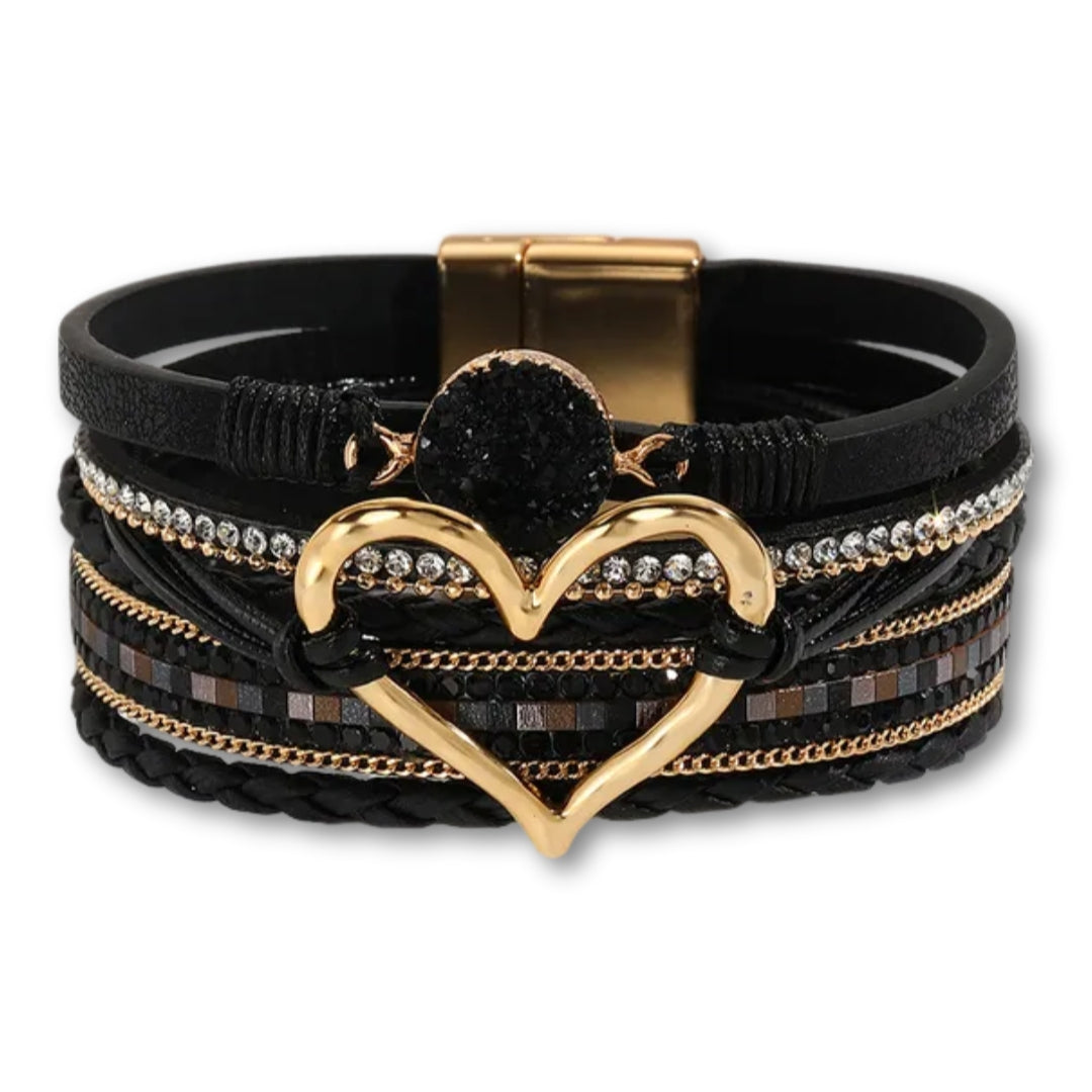 bracelet femme cœur Noir