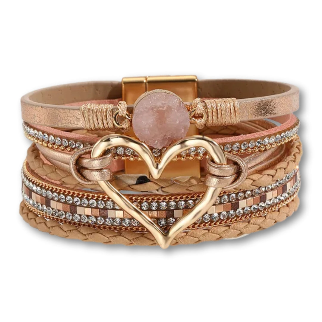 bracelet femme cœur Rose Clair