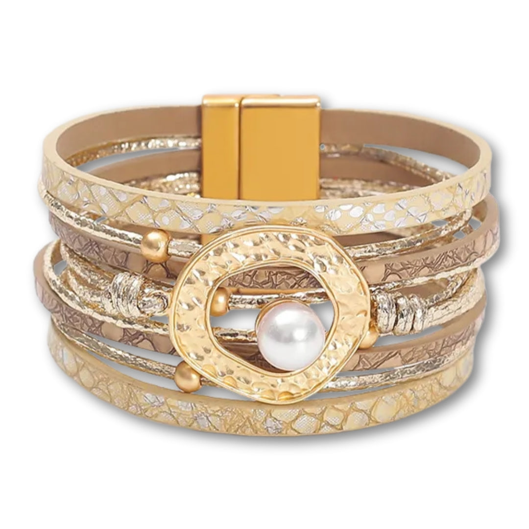 bracelet femme perle Beige