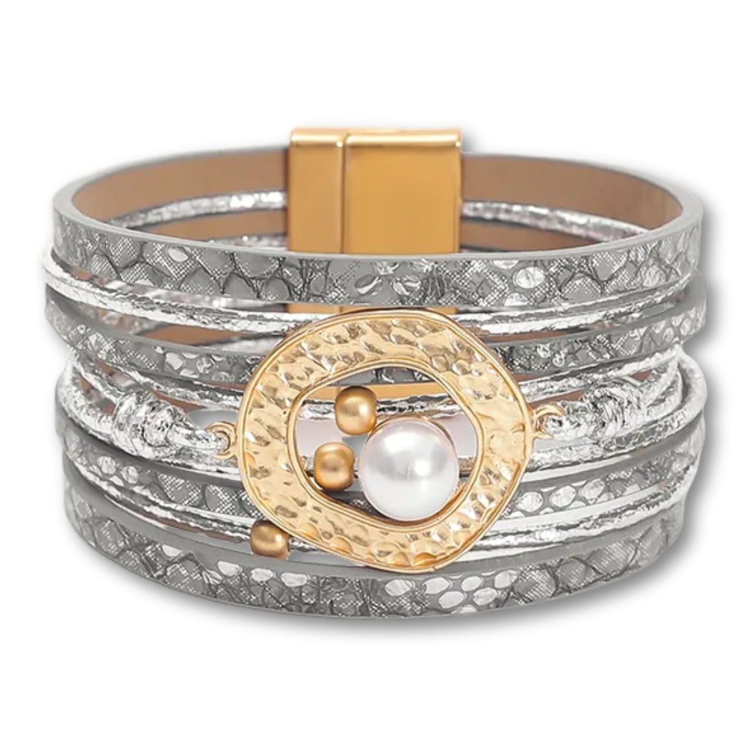 bracelet femme perle Gris