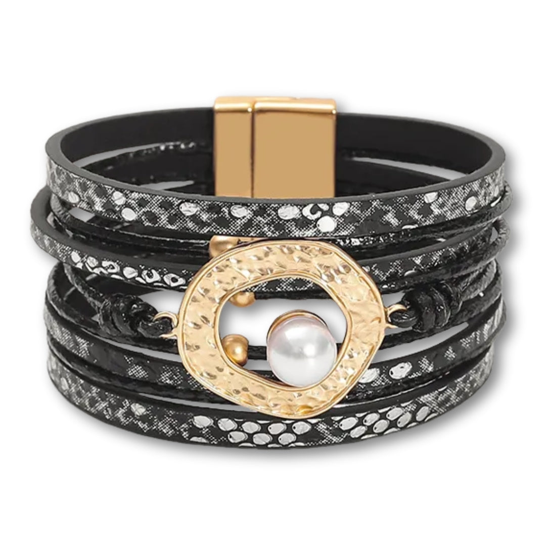 bracelet femme perle Noir