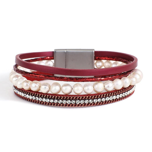 bracelet femme perle Rouge