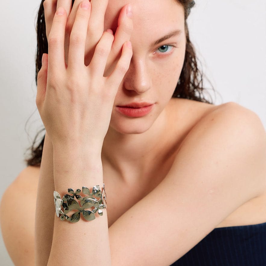 Bracelet floral doré acier