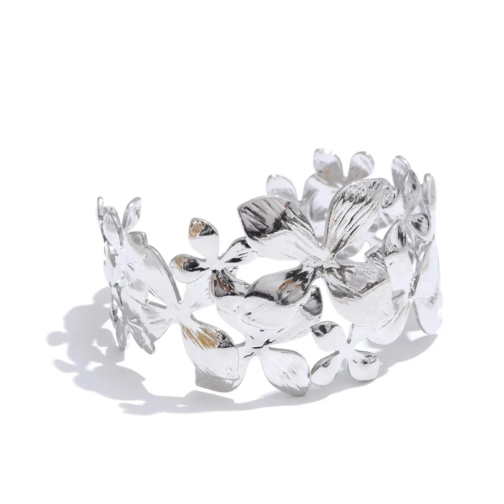 Bracelet floral doré acier Argent