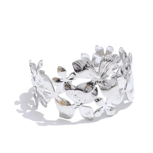 Bracelet floral doré acier Argent