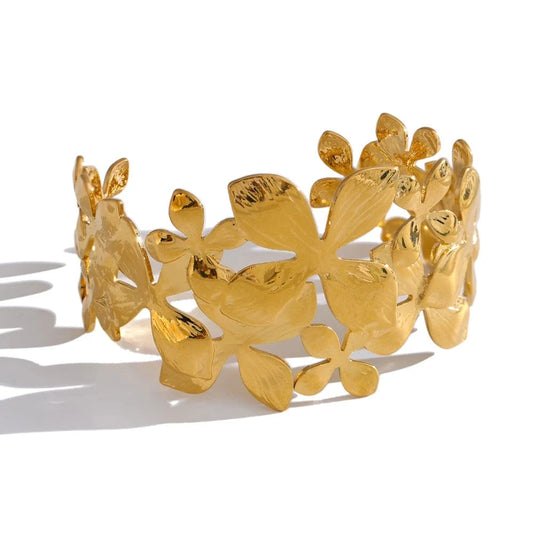 Bracelet floral doré acier Or