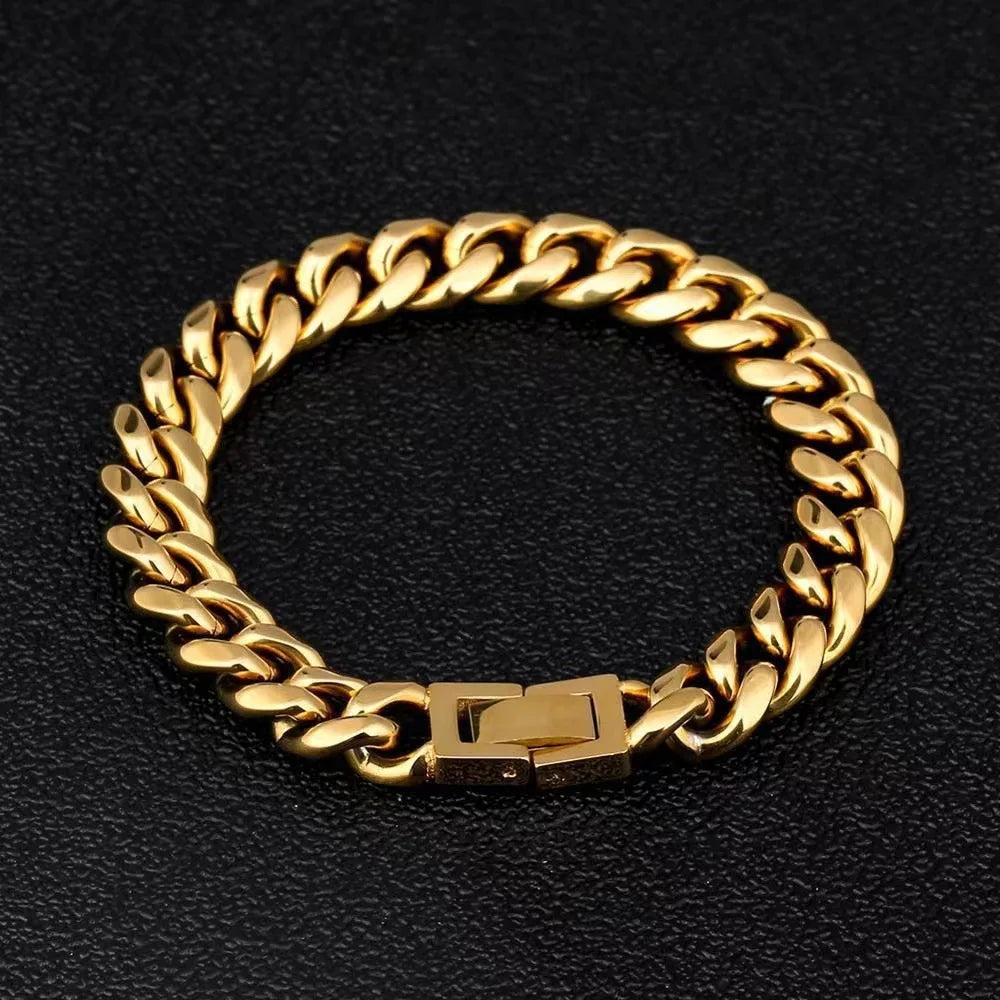 Bracelet gourmette cubaine acier homme massif 8-12mm | WristArt