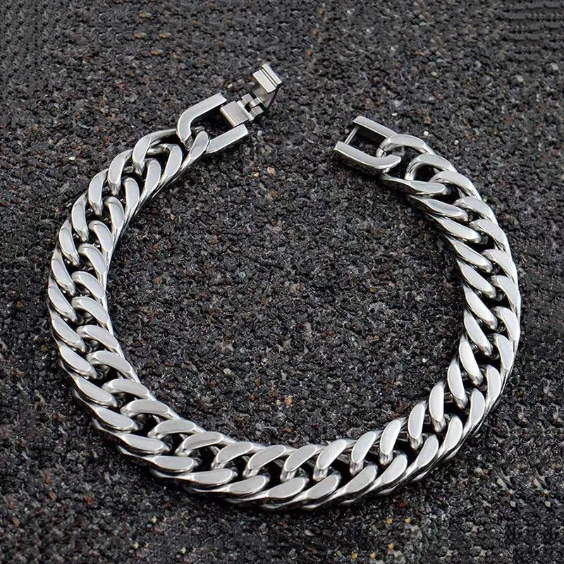 Bracelet gourmette cubaine acier homme massif 8-12mm | WristArt