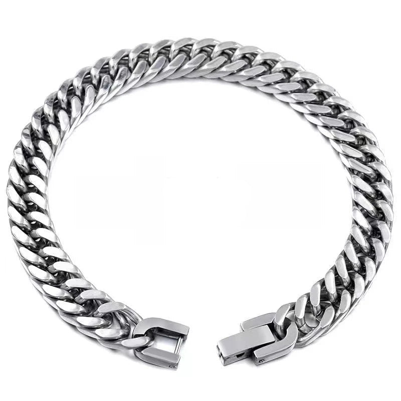 Bracelet gourmette cubaine acier homme massif 8-12mm | WristArt 8 mm / 19 cm