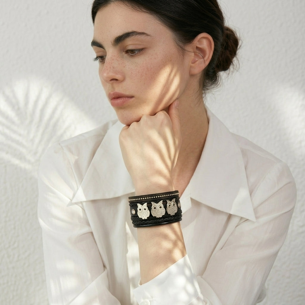 bracelet hibou Noir