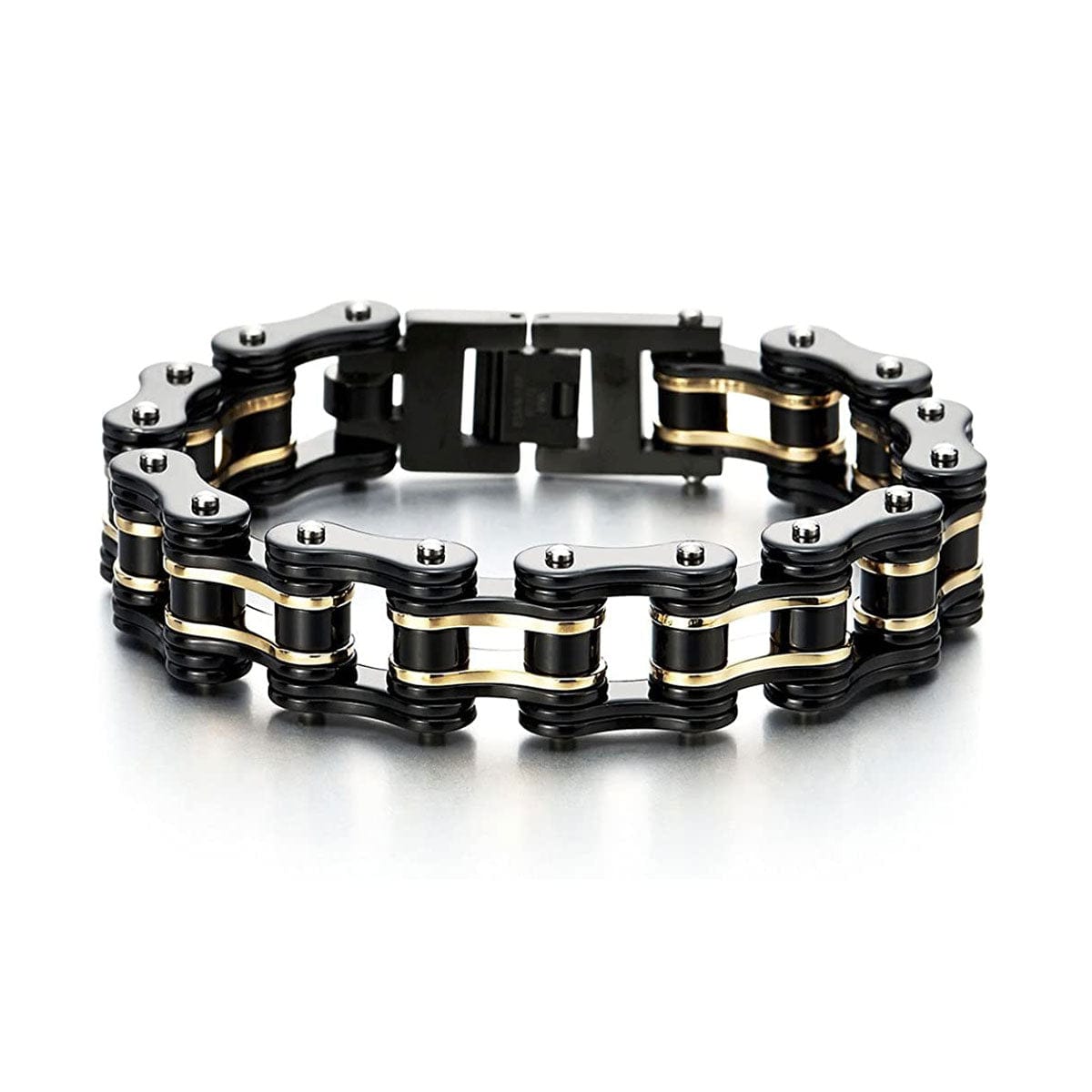 bracelet homme acier chaine de moto Noir / 19cm