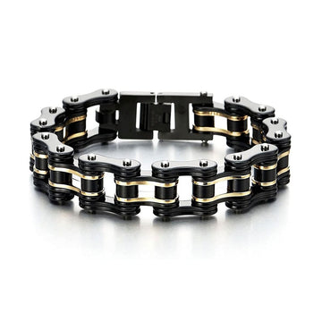 bracelet homme acier chaine de moto Noir / 19cm