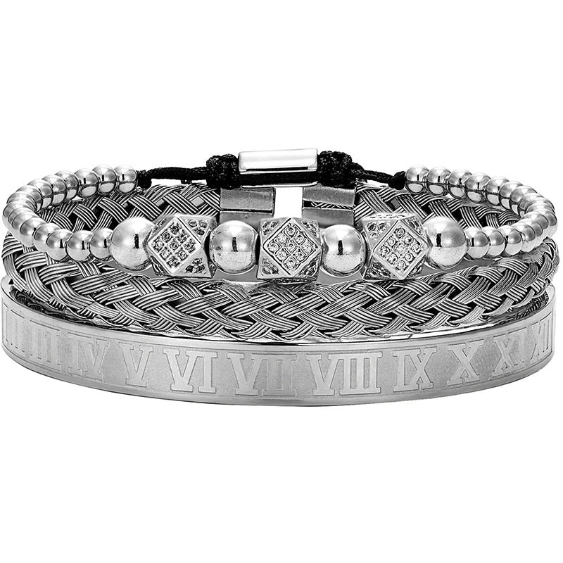 bracelet homme acier inoxydable Argent