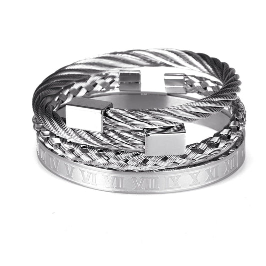 bracelet homme acier inoxydable pas cher Argent