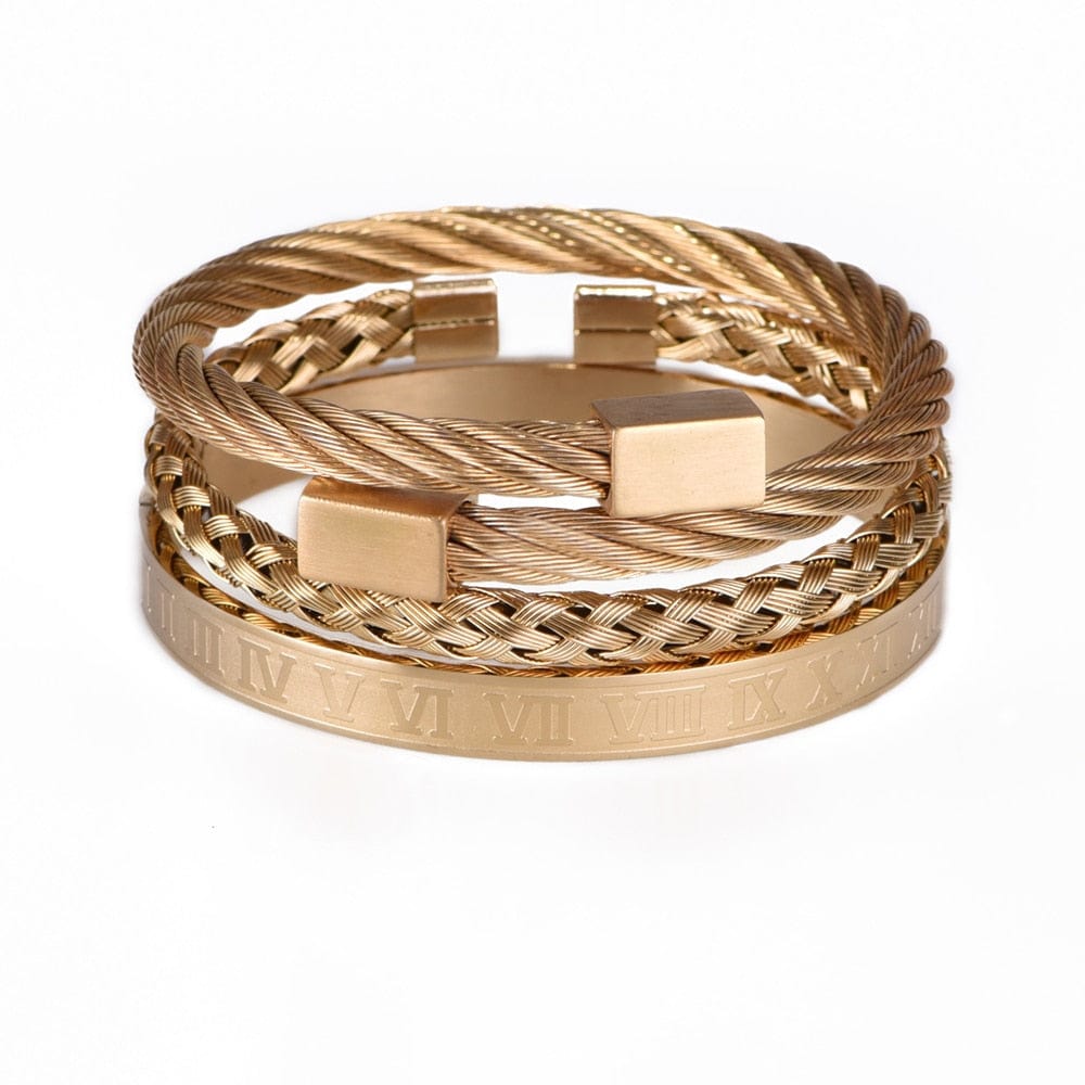bracelet homme acier inoxydable pas cher Or
