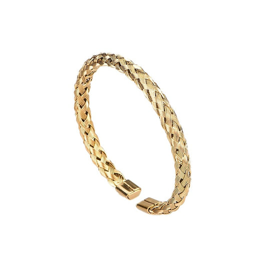 bracelet homme acier tresse Or