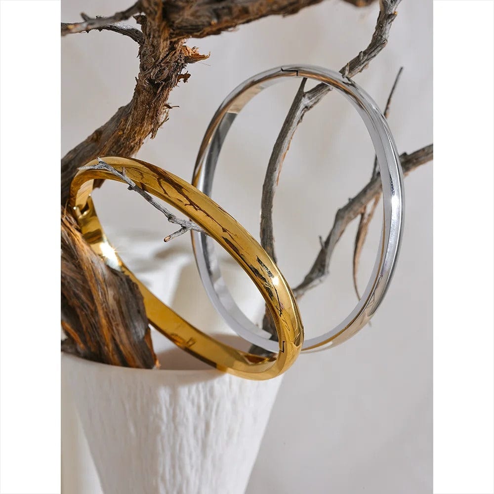 bracelet jonc acier doré femme
