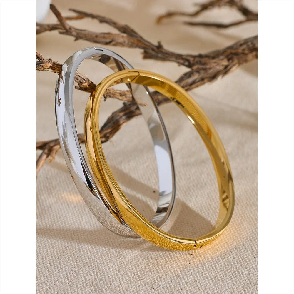 bracelet jonc acier doré femme