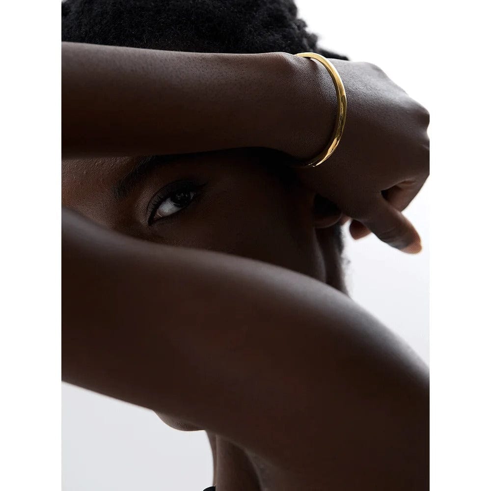bracelet jonc acier doré femme
