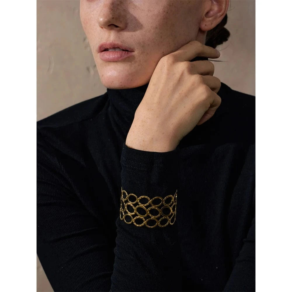 Bracelet jonc acier doré femme élégant