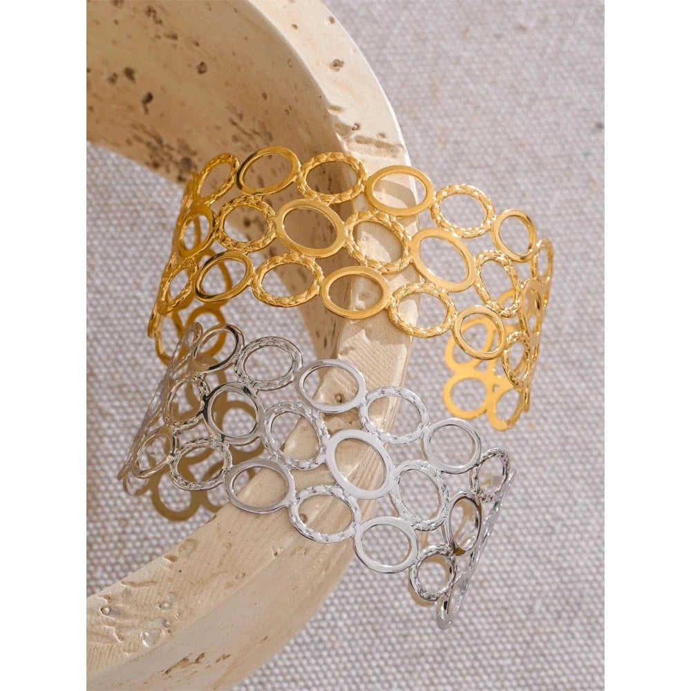 Bracelet jonc acier doré femme élégant