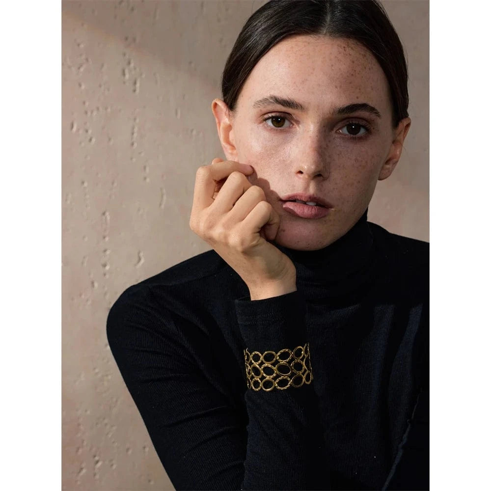 Bracelet jonc acier doré femme élégant