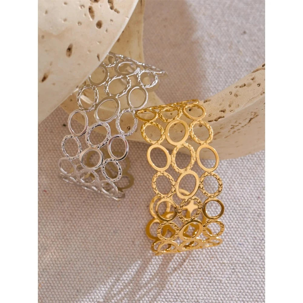 Bracelet jonc acier doré femme élégant