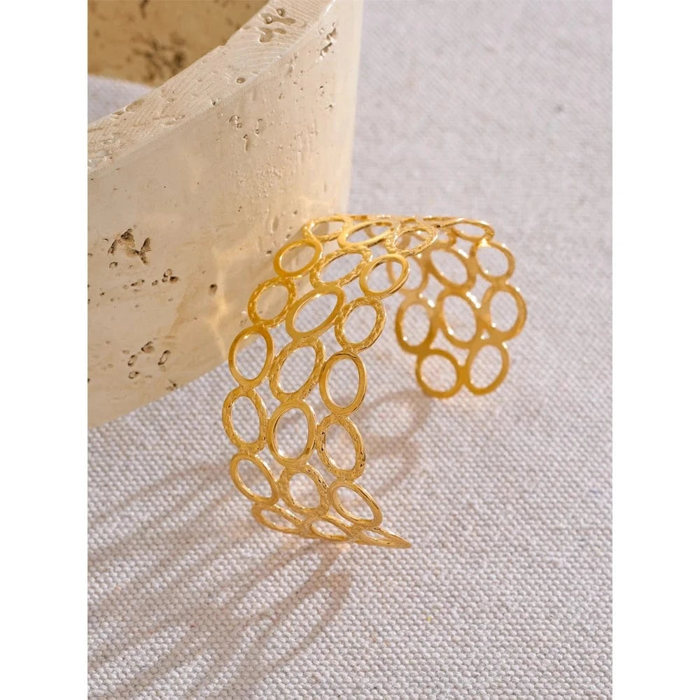 Bracelet jonc acier doré femme élégant