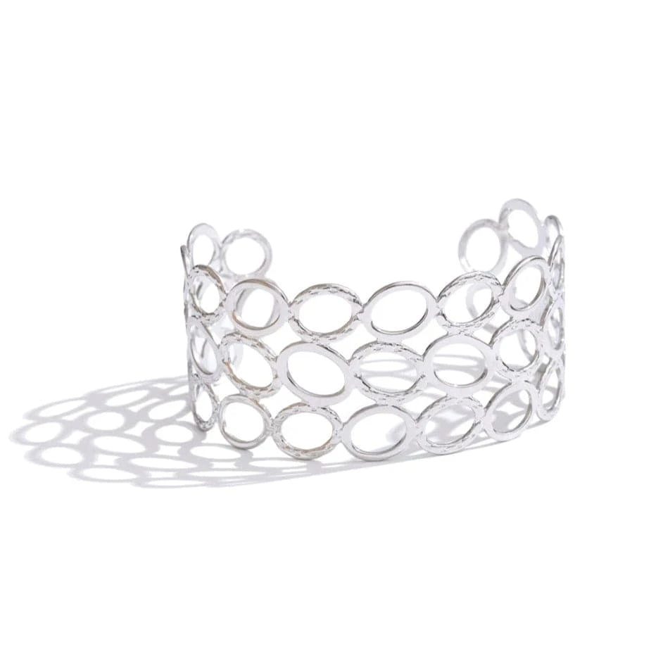 Bracelet jonc acier doré femme élégant Argent