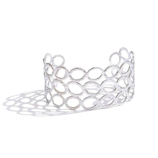 Bracelet jonc acier doré femme élégant Argent