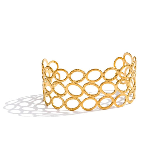 Bracelet jonc acier doré femme élégant Or