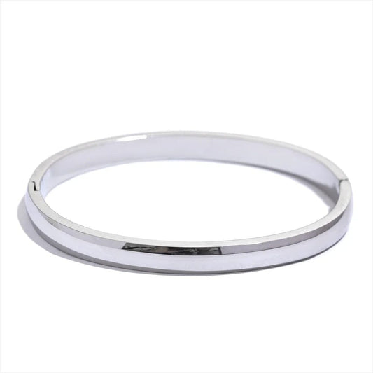 bracelet jonc acier doré femme Platine